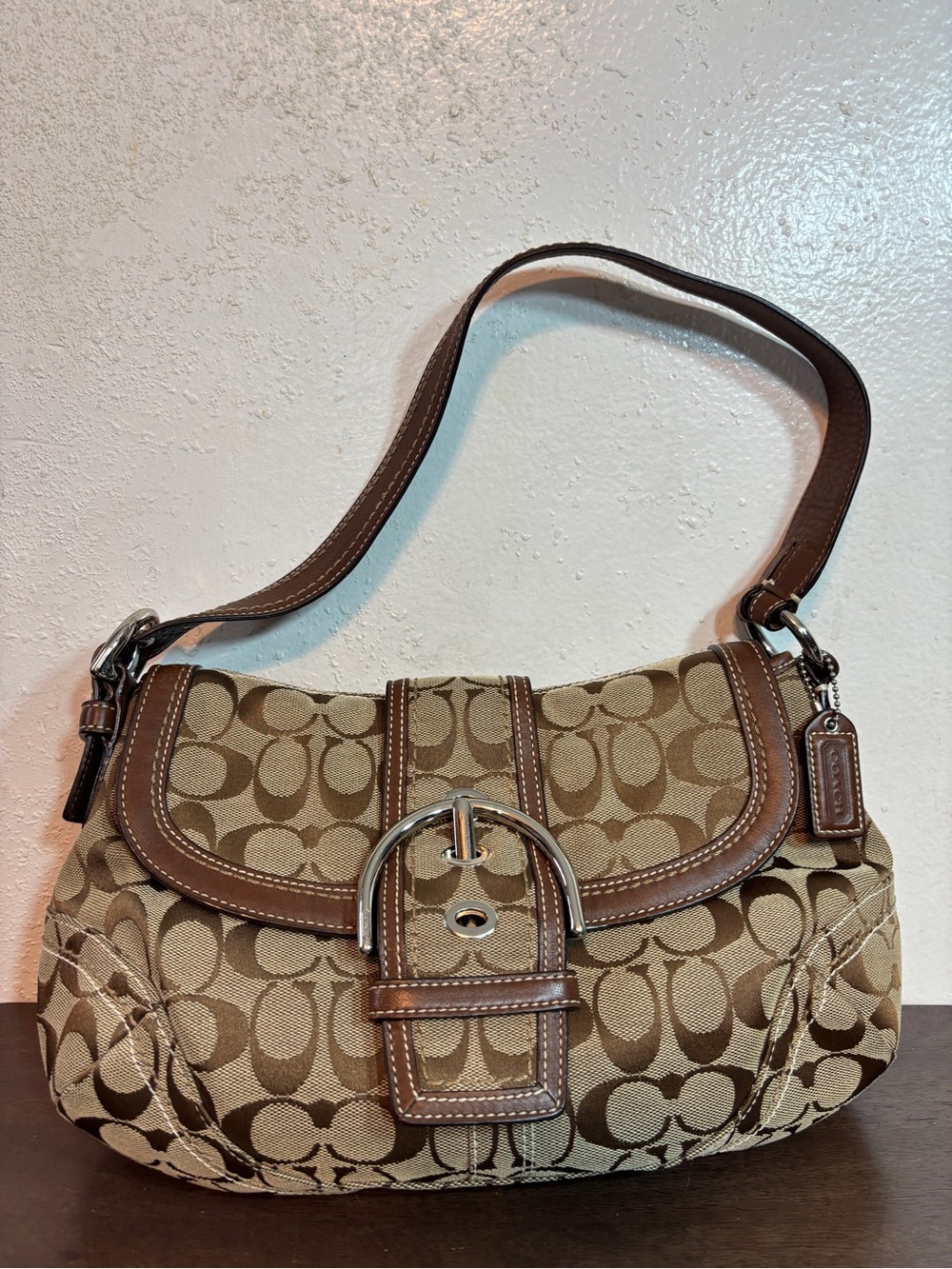 Y2K Vintage Coach Soho Signature Buckle  Flap Canvas Shoulder Bag